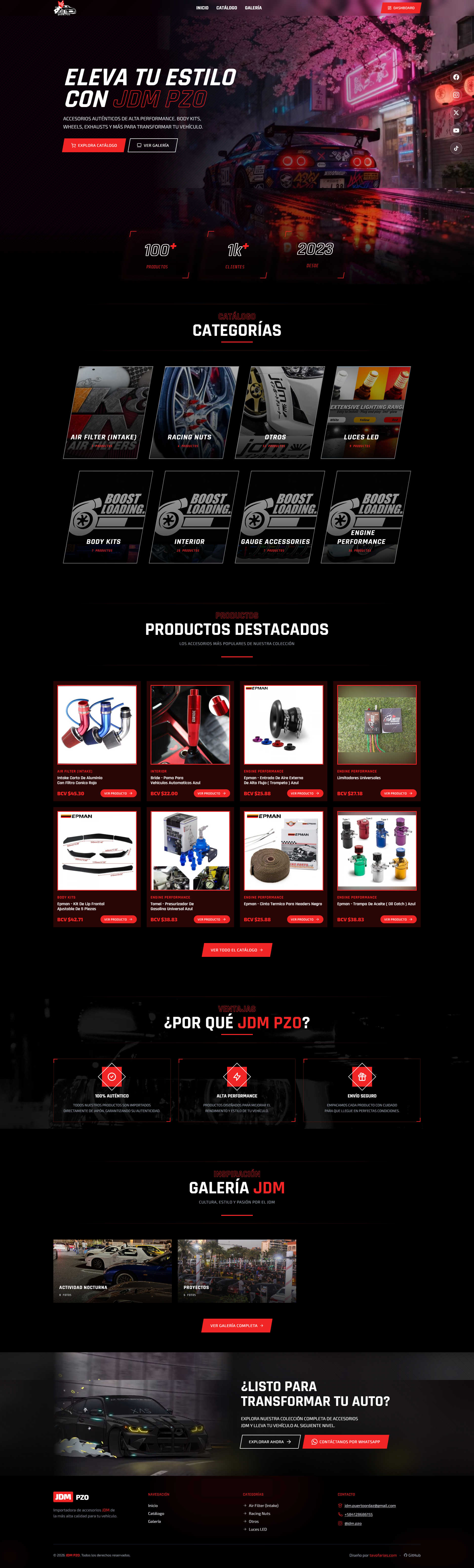 Plataforma e-commerce para JDM PZO